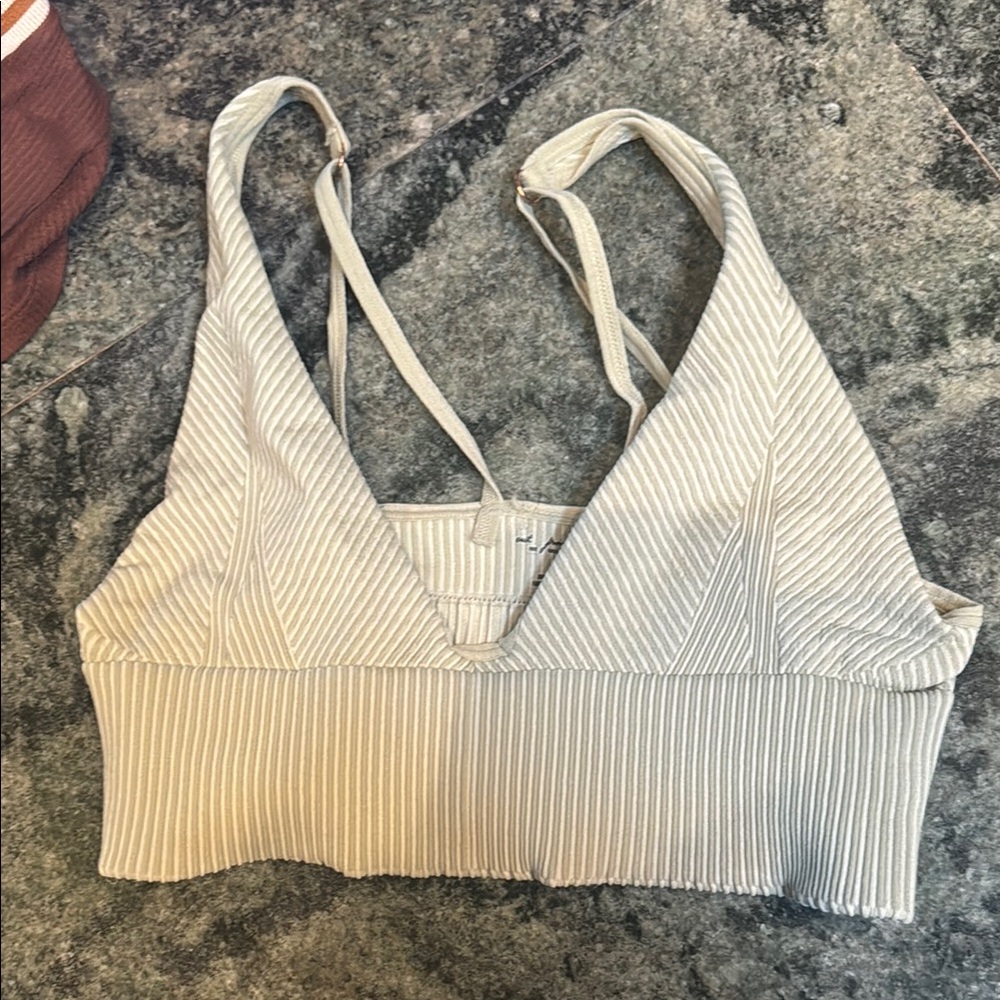 Urban Outfitters Ribbed Cream Crop Top